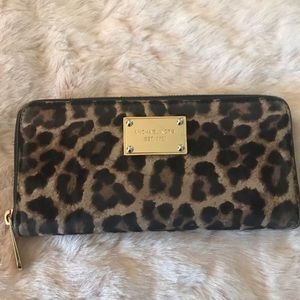 Michael Kors Leopard Print Calf Hair Wallet